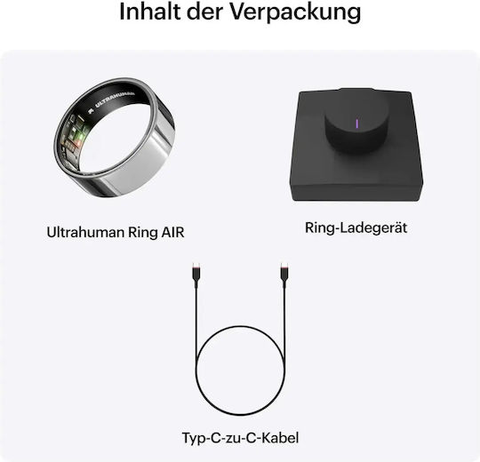 Ultrahuman Air Smart Ring 22.3mm Rezistent La Apă Cu Monitorizarea Ritmului Cardiac Space Silver