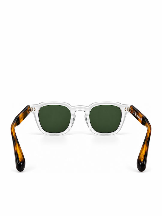 Unisex Γυαλιά Ηλίου με Κοκκάλινο Σκελετό Clear / Dark Green