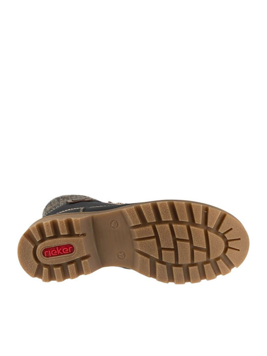 Leder Damen Kampfstiefel Blau
