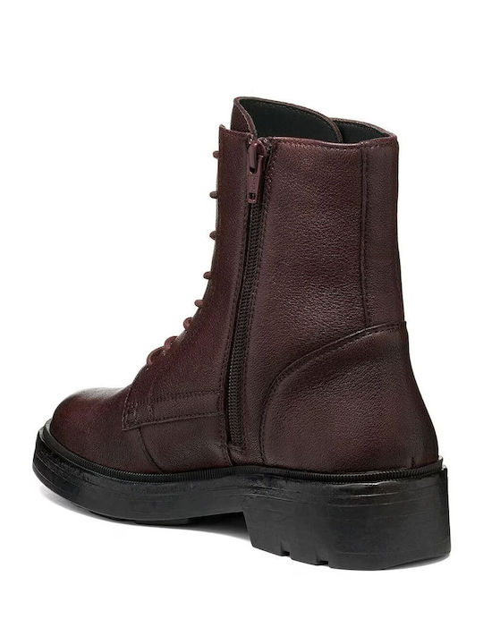 Leather Women's Brown Combat Boots