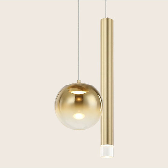 Zambelis Lights Gold LED Pendant Light with Warm White Light Rail