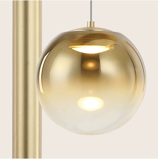 Zambelis Lights Gold LED Pendant Light with Warm White Light Rail
