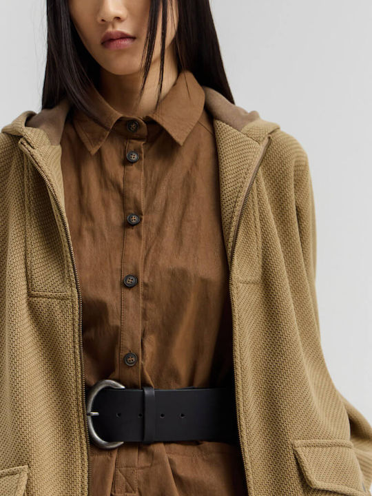 Long Women's Jacket for Winter Camel