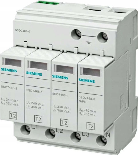 Siemens Мълниезащитен Панел Тип T2 Четириполюсен Максимален Разряден Ток 40kA