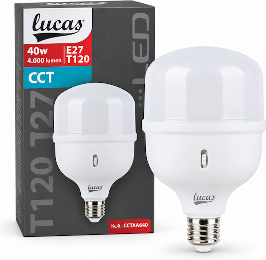 Lucas Λάμπα LED 40W για Ντουί E27 Ρυθμιζόμενο Λευκό 3600lm