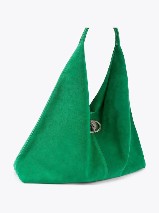 Chelsea Γυναικεία Hobo Τσάντα Suede Πράσινη