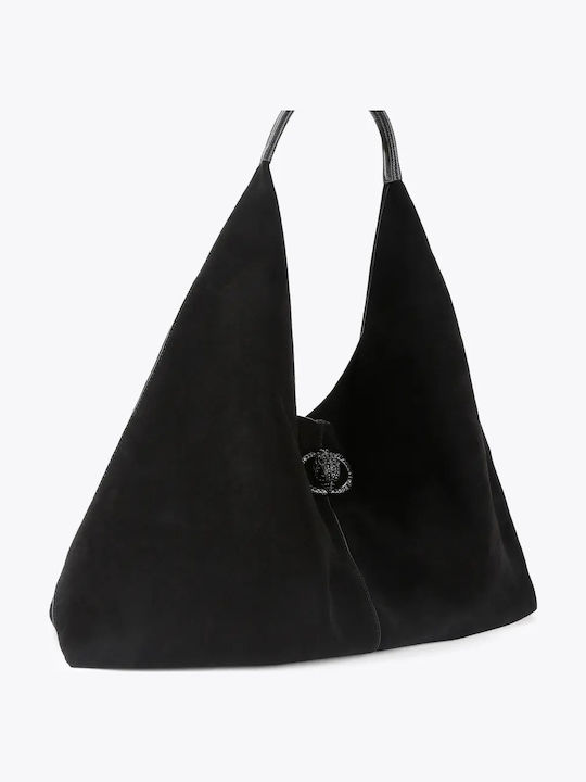 Chelsea Γυναικεία Hobo Τσάντα Suede Μαύρη
