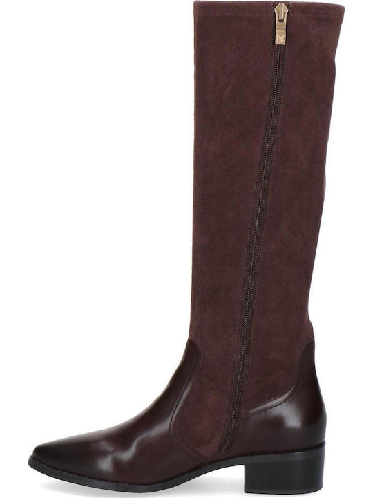 Leder Damenstiefel Braun Über Dem Knie