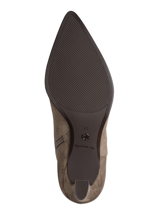 Damen Lederstiefeletten mit mittlerem Absatz Beige