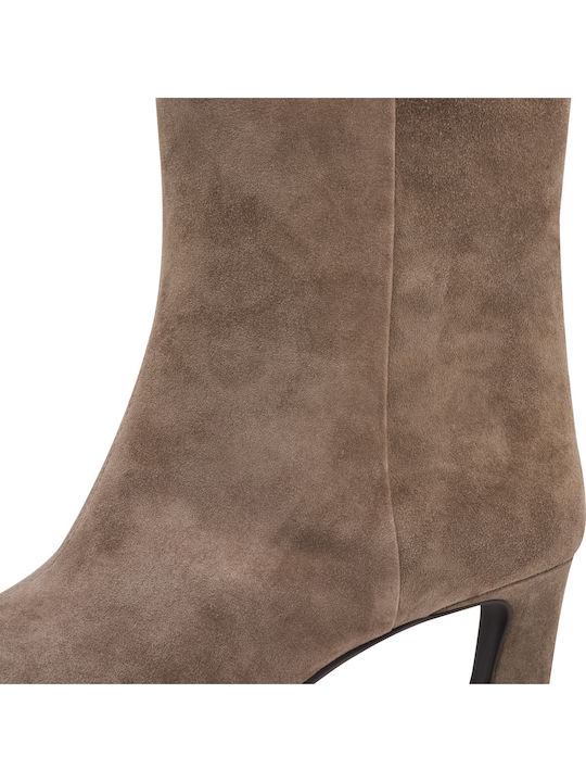 Damen Lederstiefeletten mit mittlerem Absatz Beige