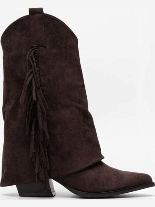 Wildleder Damenstiefel Cowboy Braun