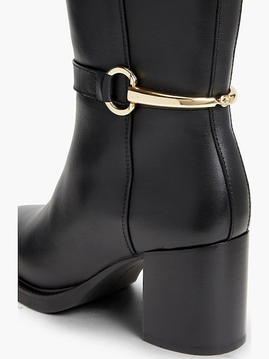 Schwarze Damen-Lederreitstiefel