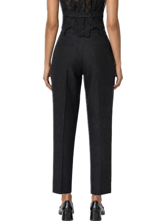 Access Women's High Rise Satin Trousers in Relaxed Fit Black with Sequins