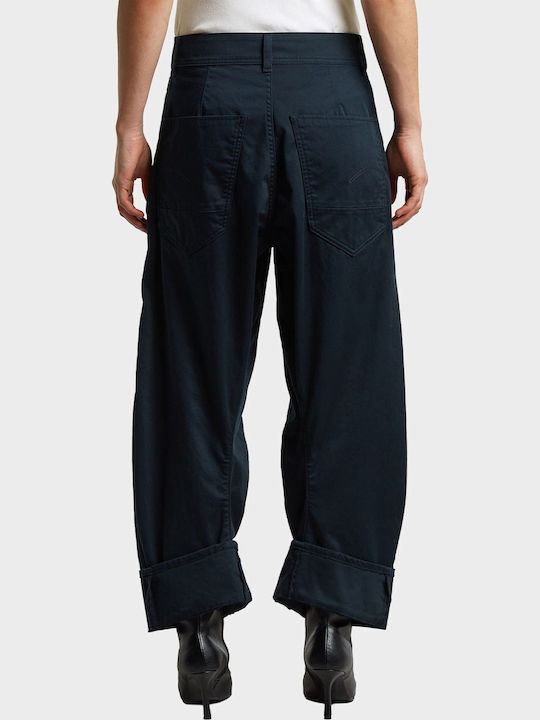 Damen Stoff Cargo Hose in Boyfriend Passform Blau