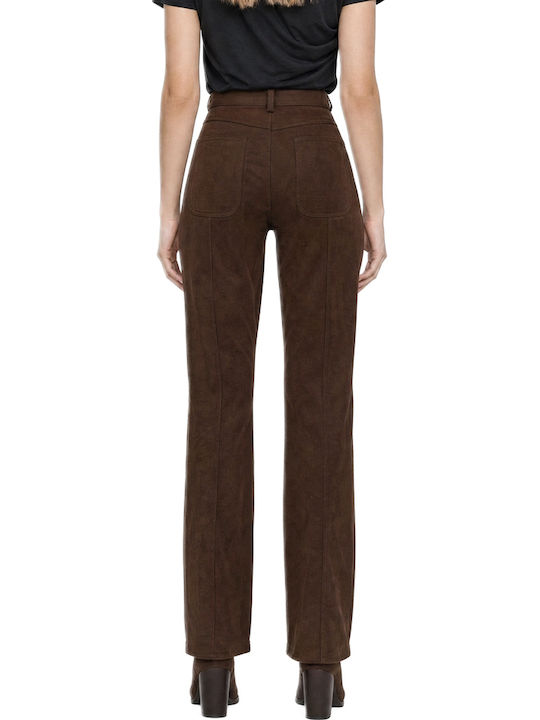 Access Women's High Rise Fabric Trousers Brown