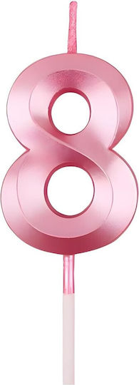 Number 8 Candle Flippy Diamond Model 5 X 3.4 Cm Pink