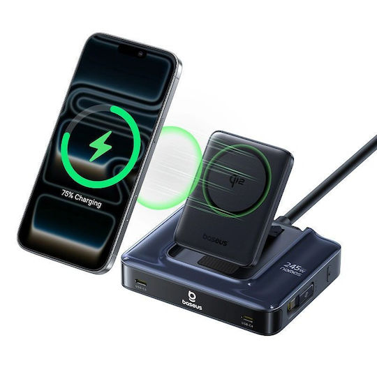Baseus Wireless Qi2 Charger with 2 USB-C Ports and USB-C Cable 245W Power Delivery Black (Nomos NH21)