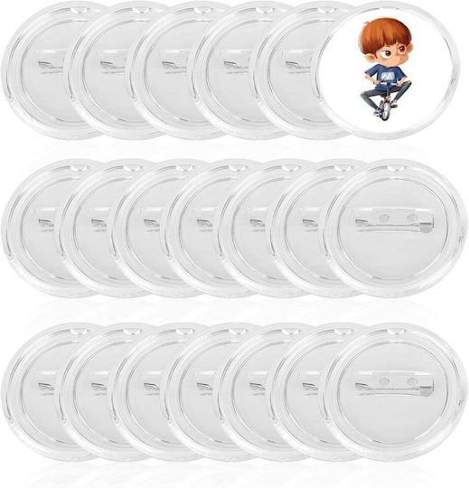 Set of 20 Transparent Acrylic Badges 37 Mm Round Blank Badges Personalization Diy Adhesive Insertion Without Press Crafts