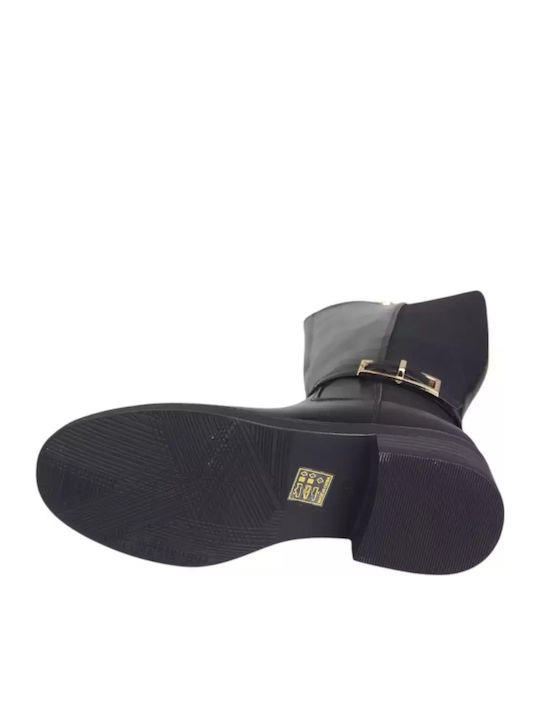 Synthetic Leather Riding Boots Black