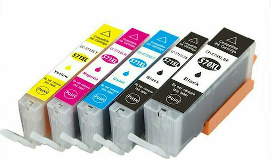 Pachet de cartușe de cerneală compatibile și recondiționate pentru imprimante InkJet Canon PGI-570XL/PGI-571XL 5 buc Multi (culoare) / Negru 5buc