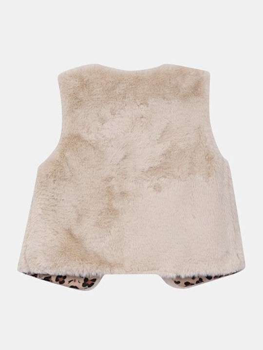 Kids Casual Sleeveless Short Beige Jacket