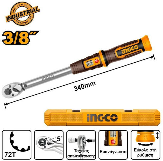 Ingco Drehmomentschlüssel Antriebsgröße 3/8" Mindest-Drehmoment 10-60 Nm