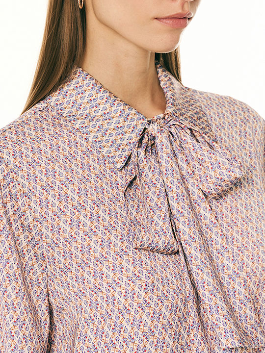 Langärmeliges Damen-Satin-Halbknopfhemd Multi