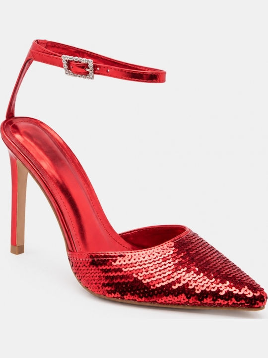 Spitze Zehe Pumps mit Riemchen & Hochhackige Rote