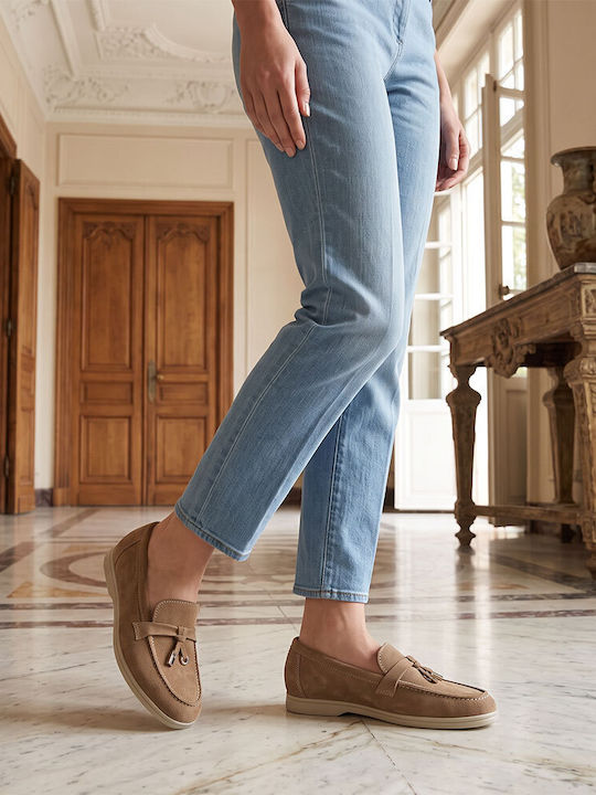 Mocasini Pentru Femei Din Piele Maro Culoare Full Face