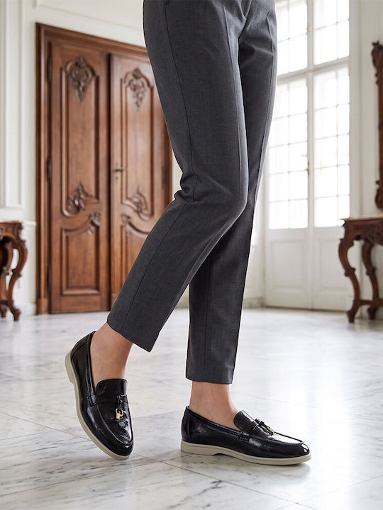 Leather Women's Moccasins In Black Colour