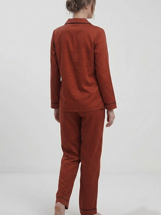 Lovelx Homewear Set De Pijamale De Damă Pentru Iarnă Burgundy