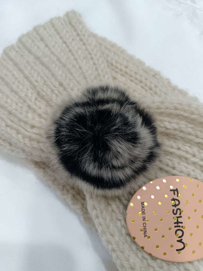Unisex Knitted Headband in Beige Color