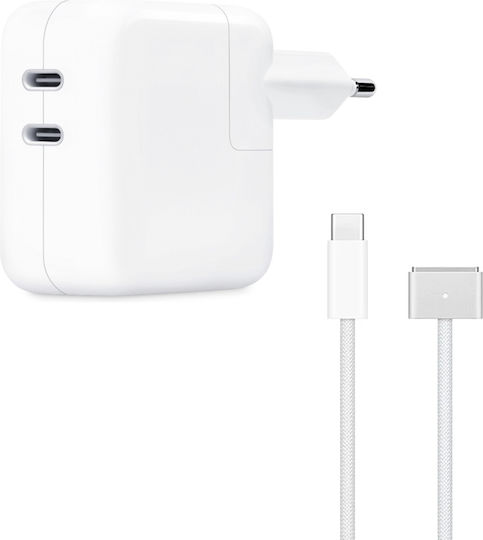 Ac Adapter USB-C Φορτιστής Laptop 35W για Apple με Αποσπώμενο Καλώδιο Τροφοδοσίας