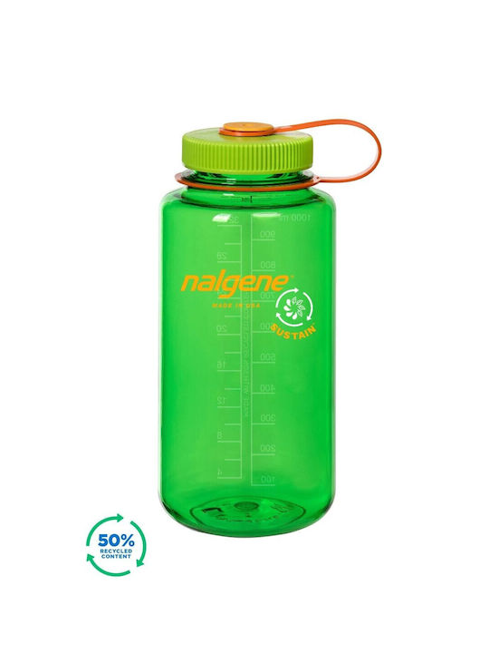 Nalgene Wide Mouth Sustain Plastic Water Bottle 1000ml Blue