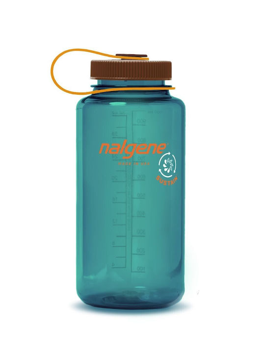 Nalgene Wide Mouth Sustain Plastic Water Bottle 1000ml Blue