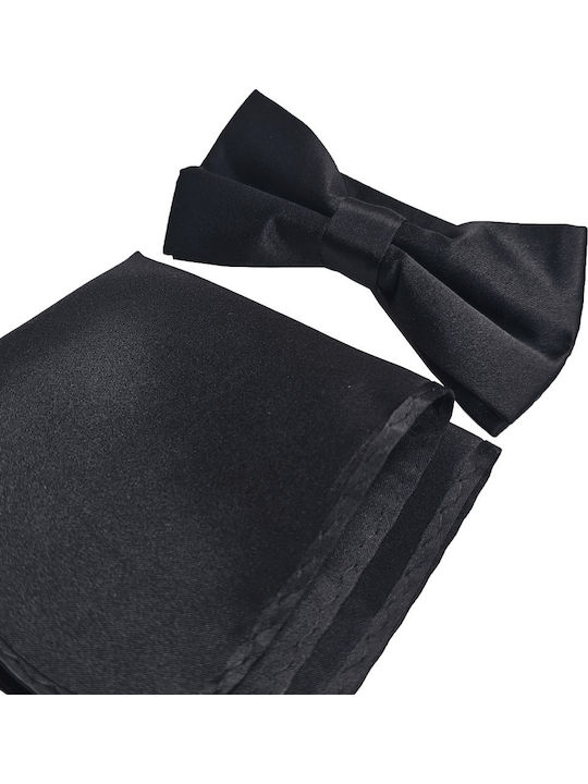Unounouno Unounouno Stoff Fliegen mit Pochette Schwarz
