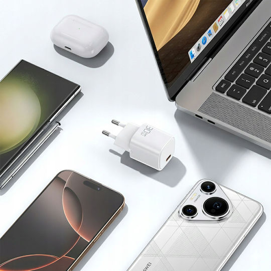 Mcdodo Handyladegerät mit USB-C Ausgangsanschlüsse und Kabel USB-C - USB-C 30W Weiß (CH-0083)