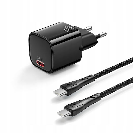 Mcdodo Încărcător cu Port USB-C și Cablu USB-C - USB-C 20W Negru (CH-4692)
