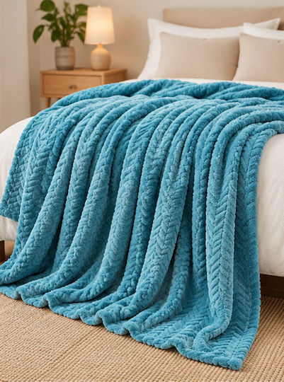 Adam Home 550 Fleece Blanket Semi Double 180x240cm Turquoise