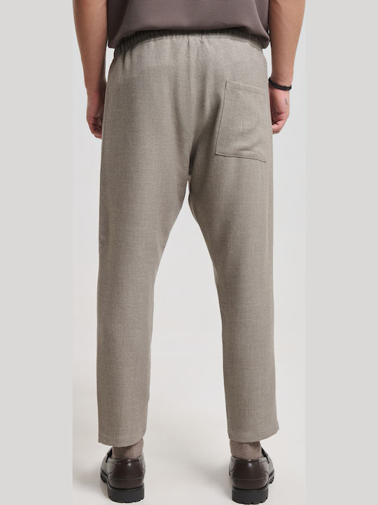 Men's Trousers Elastic Slim Fit Beige