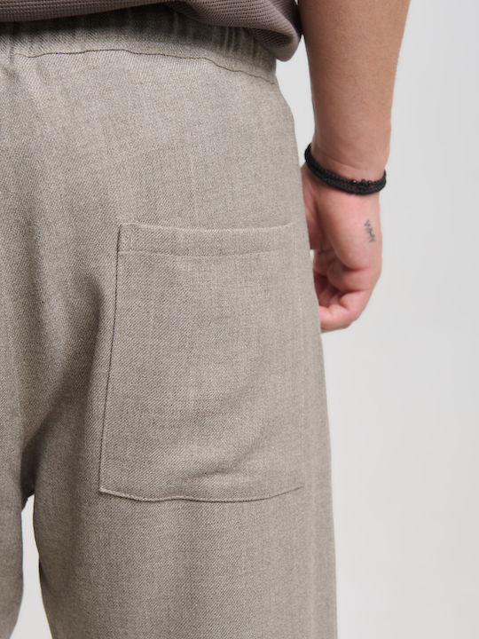 Men's Trousers Elastic Slim Fit Beige