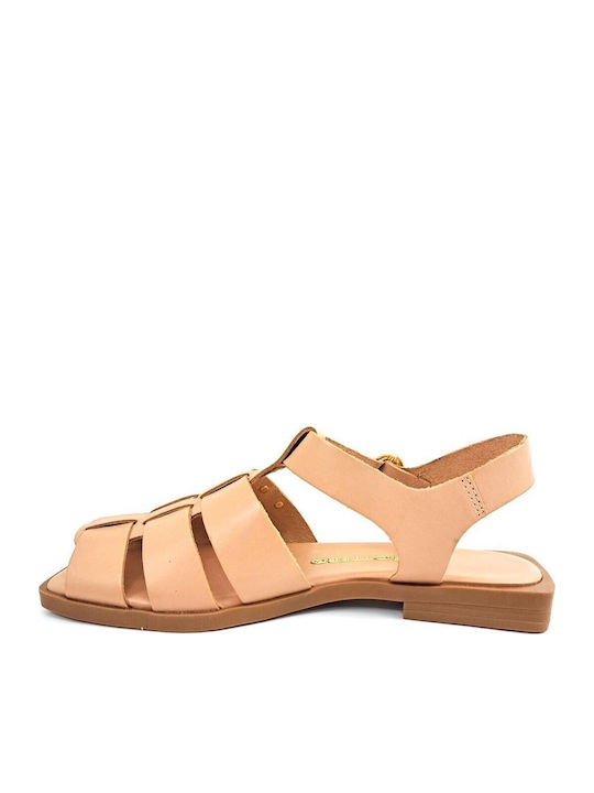 Leather Women's Flat Sandals Pink