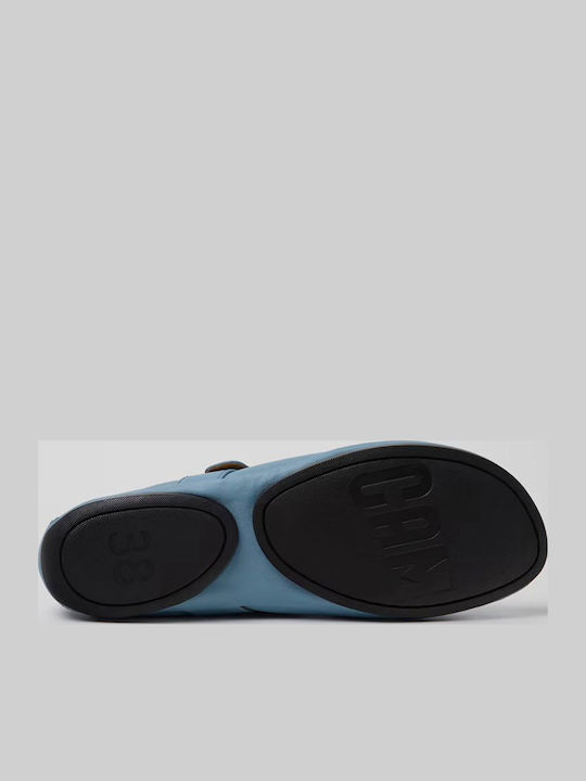 Gobi Leder Flache Sandalen für Damen Blau