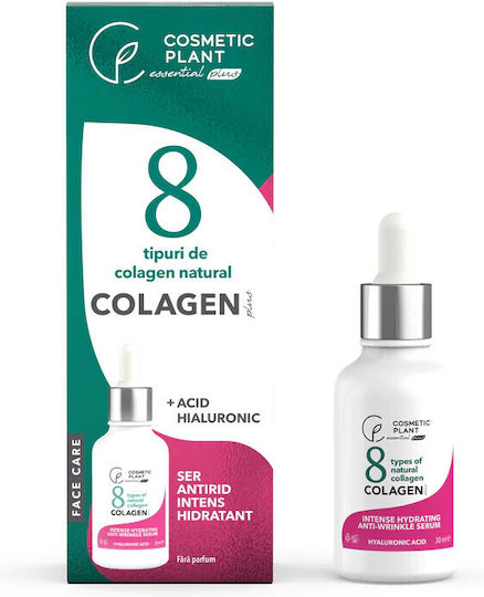 Cosmetic Plant Serum Hidratant și Anti-Îmbătrânire pentru Față și Ochi cu Acid Hialuronic și Colagen pentru Revitalizare 30ml