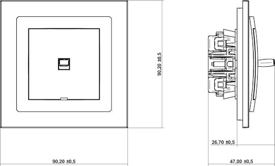 Karlik Единичен мрежов контакт RJ45 в бял цвят DWPUS-1