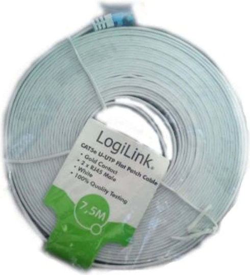 LogiLink Равен U/UTP Cat.5e (Gigabit) Мрежов Кабел Ethernet 15м Бял