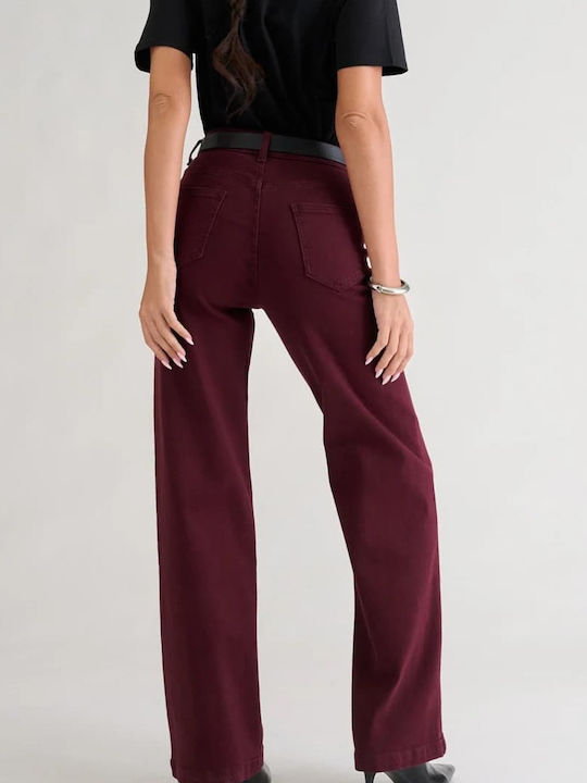 Hochgebirge Damen Jeans Hosen in Breit Bein Stil Burgundisch