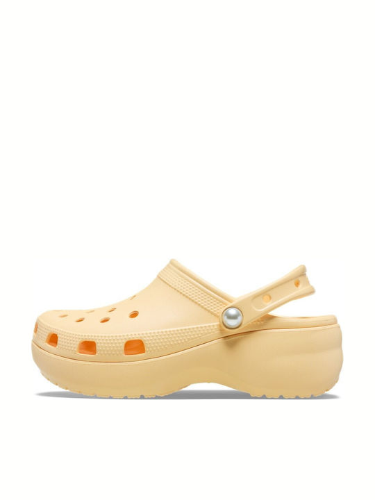 Crocs Classic Platform Pearl Γυναικεία Σαμπό Κίτρινα