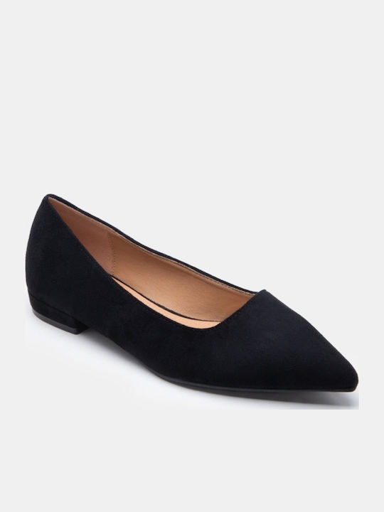 Women's Pointed Toe Black Ballerina Shoes