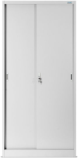 Metal Office Cabinet with Lock Grey 90x40x185cm